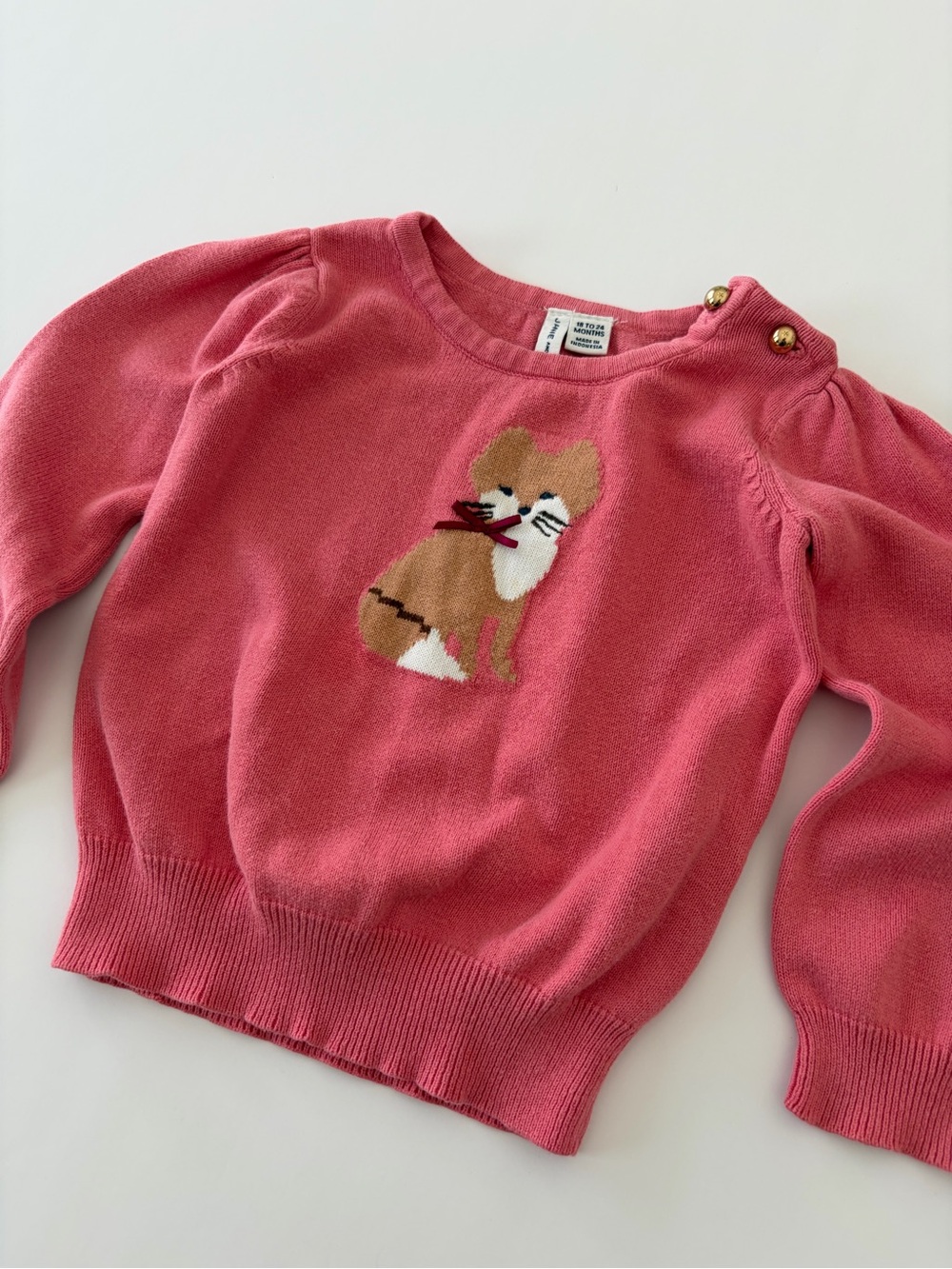 Janie and Jack pink knit sweater with fox